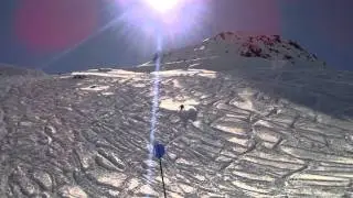 skiing powder in la parva, chile
