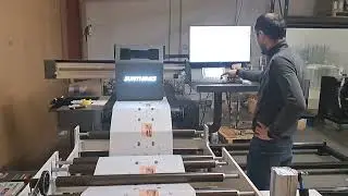 single pass digital printer with roll to roll system for paper rolls