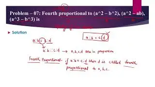 Fourth proportional to (a^2 – b^2), (a^2 – ab), (a^3 – b^3) is ? | Problem-08 | Ratio & Proportion |