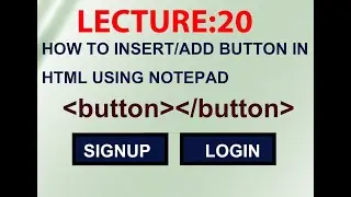 How to add button in Html using notepad | Button tag Html | Html for beginners