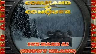 Command And Conquer Red Alert Skirmish 1v3 Hard (Карта: Snowy Island) RTS Soviet Gameplay PC