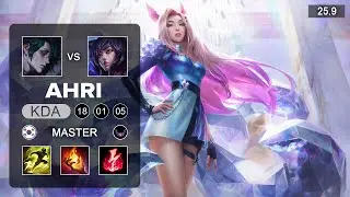 Ahri vs Hwei Mid - KR Master - Patch 25.9 Season 15