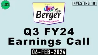 Berger Paints Q3 FY24 Earnings Call | Berger Paints FY24 Q3 Concall