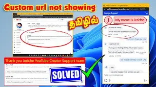 Thank you Jericho YouTube Creator Support team 14 -7 - 2021 | Custom url not showing in tamil