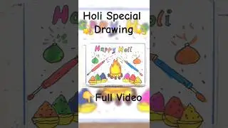 Holi Drawing Easy Steps //Holi Festival Poster Drawing Idea//Holi Fire & pichkari Drawing #shorts