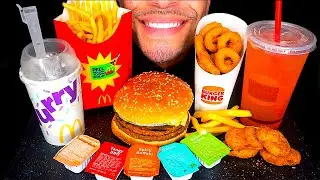 ASMR MCDONALDS BURGER KING IMPOSSIBLE DOUBLE WHOPPER CHICKEN NUGGETS OREO MCFLURRY ONION RINGS JERRY