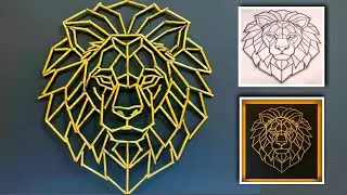 DIY | Geometric Lion Head Wall Art With Wooden Sticks | EKAA ARTISTRY