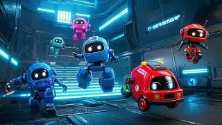Five Little Robots on the Run | Fun Robot Rhyme for Kids | Nursery Rhymes & Songs for Children