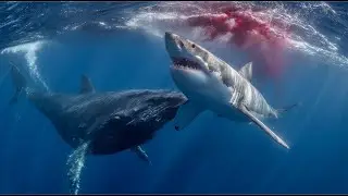 Great White Shark Fights Sperm Whale in Underwater Abyss | AI Wildlife Documentary