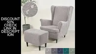 3pcs/set Wingback Chair Cover Water Repellent Wing Armchair Covers with Ottoman Cover Jacquard Wingb