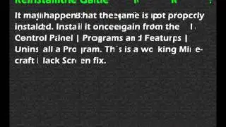 Minecraft Black Screen Fix