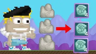 Growtopia - How to pick up fossils from rocks?
