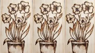 (Basic) wood burning art for beginner#pyrography#how to start wood burning#flower basket#only craft