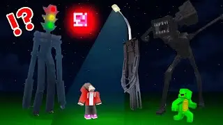 JJ and Mikey Morph Found Sirenhead & Traffic Head & Light Head - Maizen Minecraft Animation