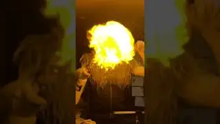 Magician with an exploding flaming fire bubble #bubbletrick #bubbleshow #magic #flame