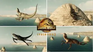 Relaxing Dinosaur Falls into the Ocean | Jurassic World Evolution 2 Slow Motion