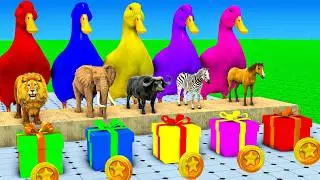 Amazing Long Slide Game with Cow Elephant Gorilla Hippopotamus Tiger 3d Animal Game Funny 3d Animals