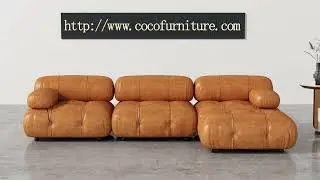 Vintage leather B&B Italia Camaleonda sofa 3 seat replica couch