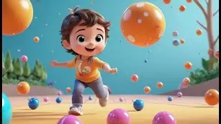 four bouncy balls go big and small | size concept song for kids | big and small with bouncing fun