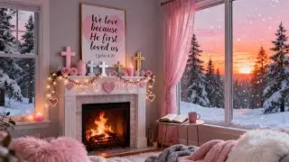 💗✝️ Pink Christian Valentine&rsquo;s Day Ambience ✨ Jesus Is Love 💕 Cozy Fireplace  & Healing Sleep Music