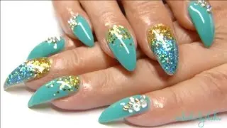 Teal Stiletto nail tutorial | UnderTheLilyShadow