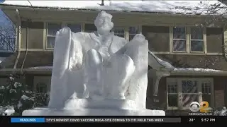 New Jersey Man Builds 14-Foot Snow Sculpture Of Lincoln Memorial In Front Yard