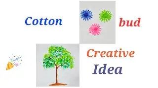Magic rainbow tree using earbud / Cotton bud and brush use for painting /ear buds craft /easy art
