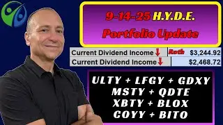High Yield Dividend ETF Portfolio update for 9-14-25 #MSTY  #ULTY #yieldmax  #LFGY #XBTY #qdte #bito