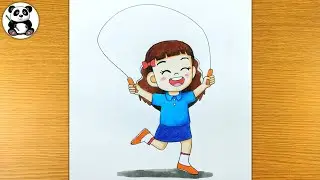 Cute girl playing with jumping rope@TaposhiartsAcademy