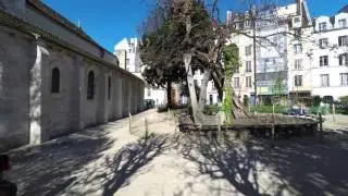 Walk Through Square Rene Viviani, Paris, 4K UltraHD