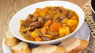 Beef and Mushroom Stew  Packed with tender beef, flavorful vegetables, and aromatic herbs