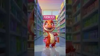 Rexy the Cute T-Rex's Rainy Tesco Adventure! 🦖🥚 Funny Dinosaur Shopping in London for Kids