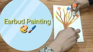 Earbud painting for kids|How to paint a easy tree with earbuds|earbud painting tree|Mom ki Pathshala