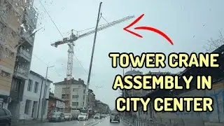 Как собирается башенный кран в тесном городском центре