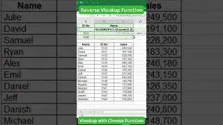 Reverse Vlookup Function | Vlookup with Choose #vlookup #shorts #viralvideo #shortsindia