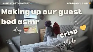 FRESH GUEST ROOM 🛏️✨ASMR FRESH SHEETS & BED +ASMR COZY BED MAKING AFTER LAUNDRY🩷GUEST ROOM RESET