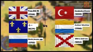 AOE3 DE - [British + French + Russia] Vs [Dutch + Ottoman + Spain] | AOE3 DE Multiplayer | 3v3 | 4K