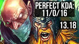 SINGED vs OLAF (TOP) | 11/0/16, 69% winrate, Legendary | NA Diamond | 13.18