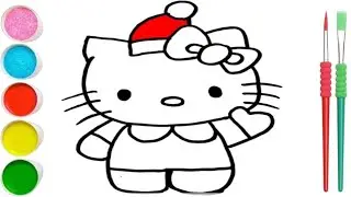 Draw And Color Christmas Hello Kitty Coloring Page, Hello Kitty Drawing For Kids@dibujos-felices