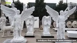 Hand Carved Marble Angel Statues with Beautiful Wings Supplier from China Factory