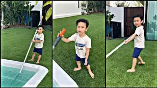 Zahirah Macwilson || Rajin Isaac Jadi Pool Cleaner 😉