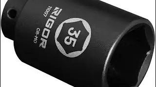 RIGOR 11007 35mm Axle Nut Impact Socket | 1/2-Inch Drive, 6 Point, Deep, CR-MO, Metric
