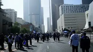 Grand Ave downtown Los Angeles after Dodgers World Series Parade