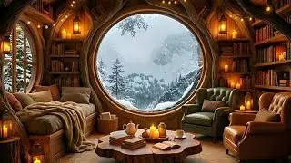 Snowy Winter Fireplace Jazz ❄️ Cozy Reading Room Ambience with Smooth Jazz Music