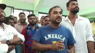 ARPORA FIRE INCIDENT # PEOPLE AT THE POLICE STATION IN SUPPORT FOR ARPORA SARPANCH 