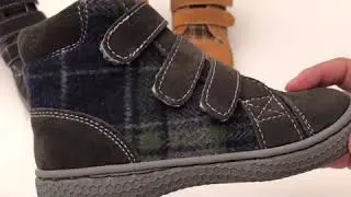 Kids plaid high-top boots leather barefoot shoes toddler girls boys spring and autumn shoes