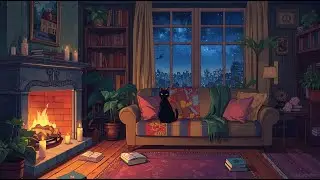 Calm Night in a Cozy Cabin ❄️🔥 | Fireplace Ambience & Lofi Beats
