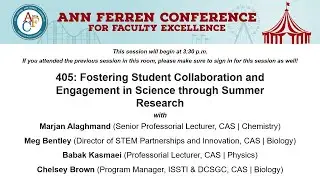 AFC 2026 Session 405: Fostering Student Collaboration and Engagement in Science through Research