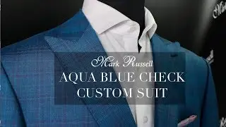 Aqua Blue Check Custom Suit | Mark Russell Clothing
