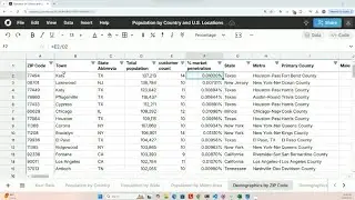 How to calculate market penetration by location in a spreadsheet